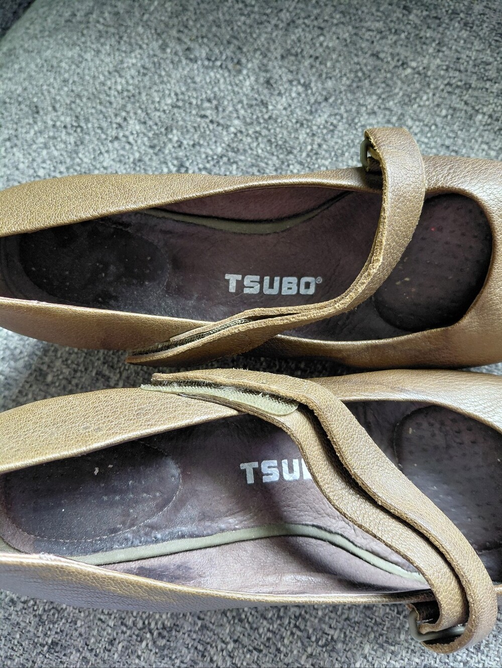 Y2K TSUBO Karris Olive Green Earth Toned Mary Jane Leather Wedges Size 7 - Picture 6 of 7